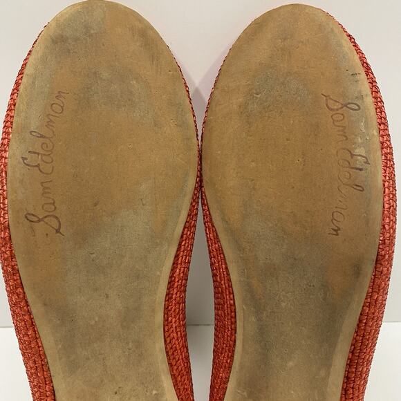 Sam Edelman Falcon Orange Coral Woven Raffia Ballet Flats Women's US 9M EUR 39 - Picture 9 of 11